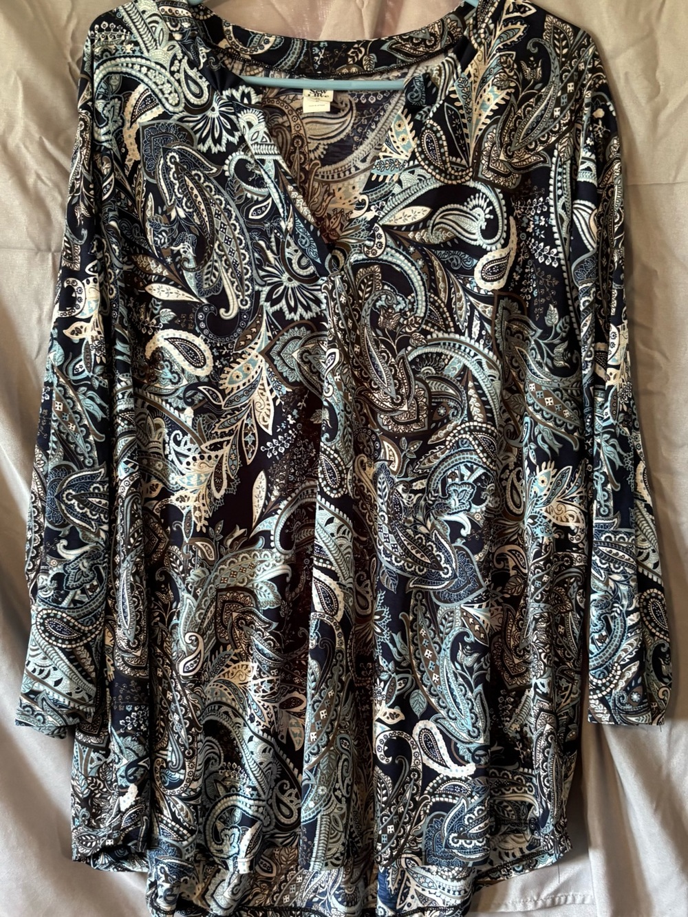 Sew In Love Black & Teal Paisley Long Sleeve Tunic
